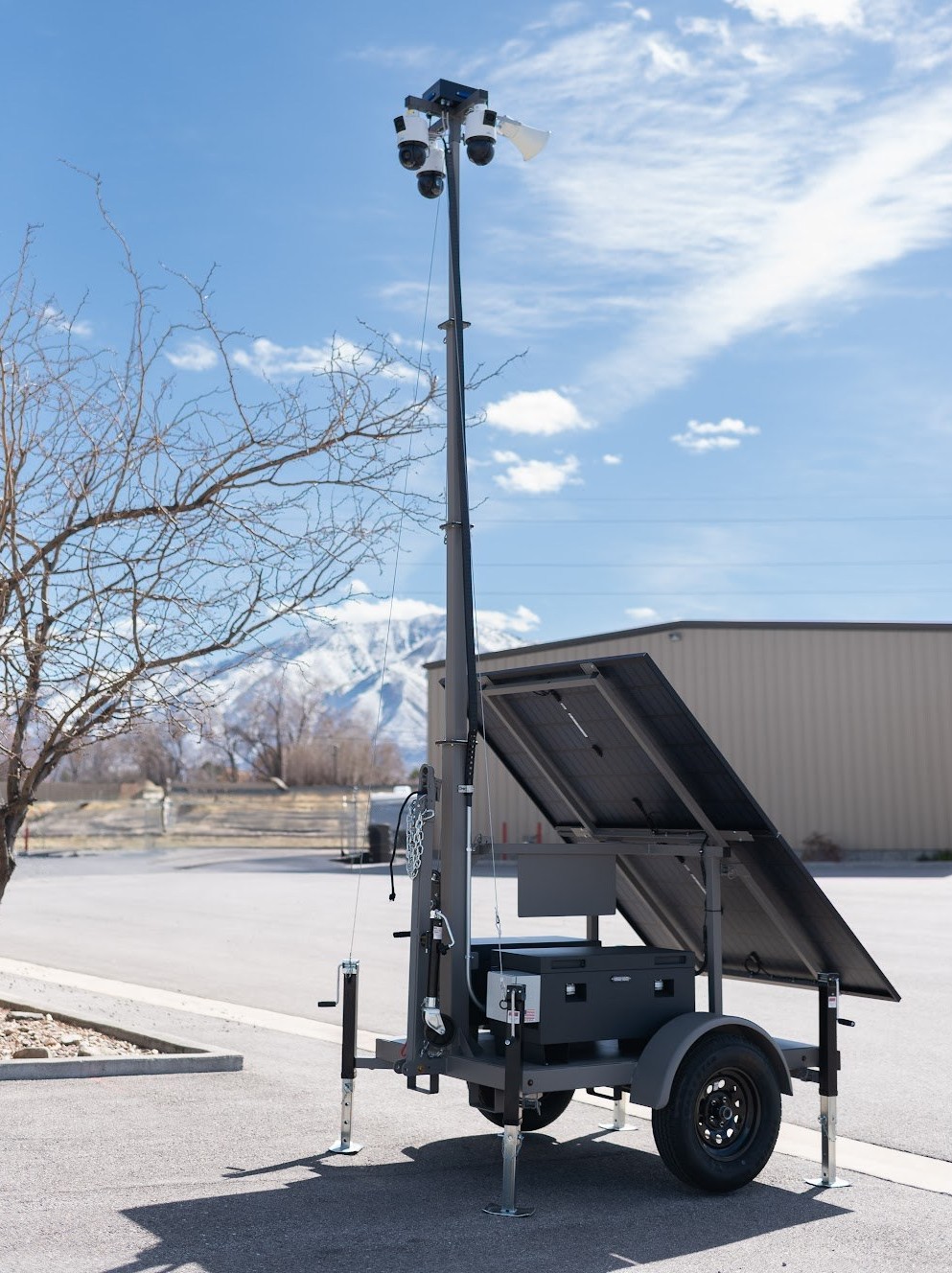 AGN mobile solar-powered camera trailer with networked cameras deployed on-site